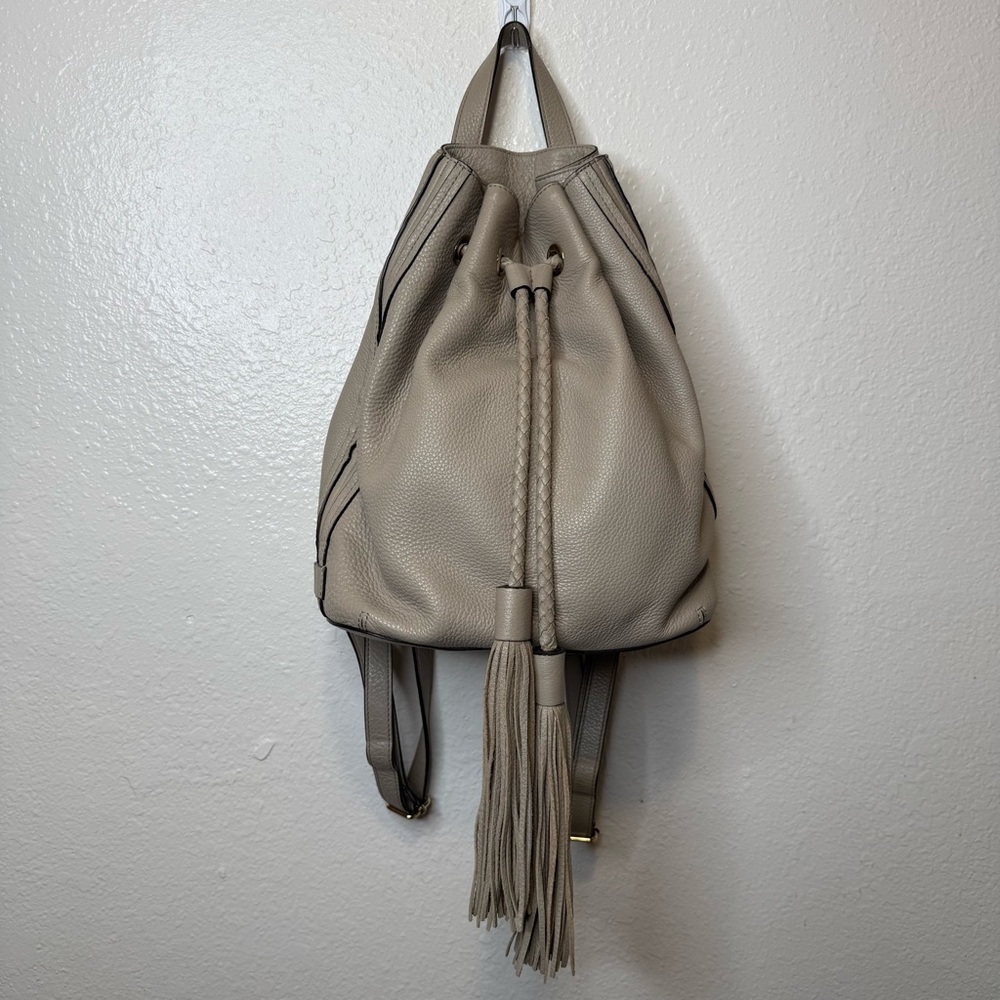 Rebecca Minkoff Isobel Tan Pebbled Leather Cinch Backpack With Tassels
